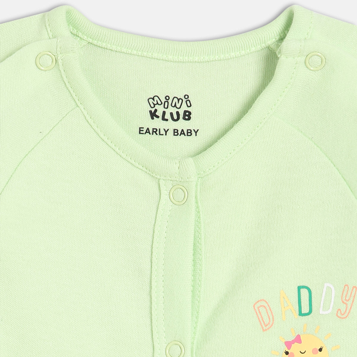 Girls Cotton Pack Of 2 Full Sleeves Typography & Hot Air Balloon Printed Sleepsuits - Green & Yellow