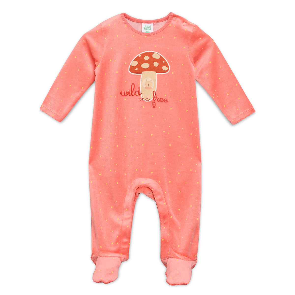 Peach Newborn Girls Round Neck Full Length Sleep Suit