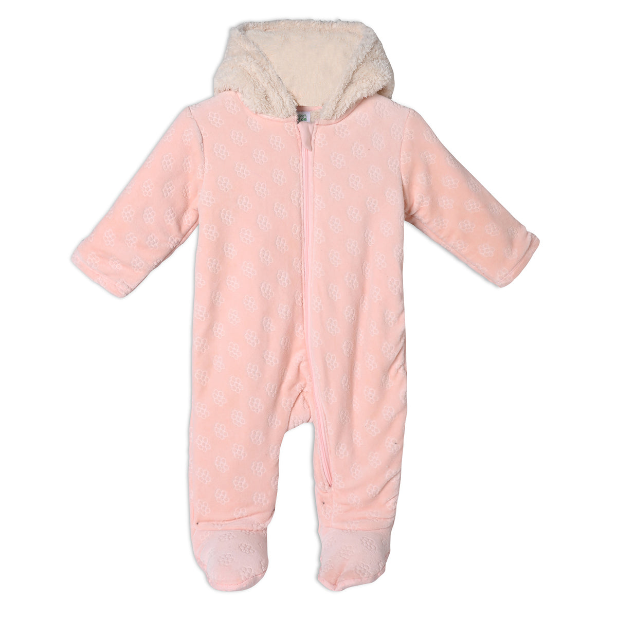 Pink Newborn Girls Hooded Full Sleeve Sleep Suit