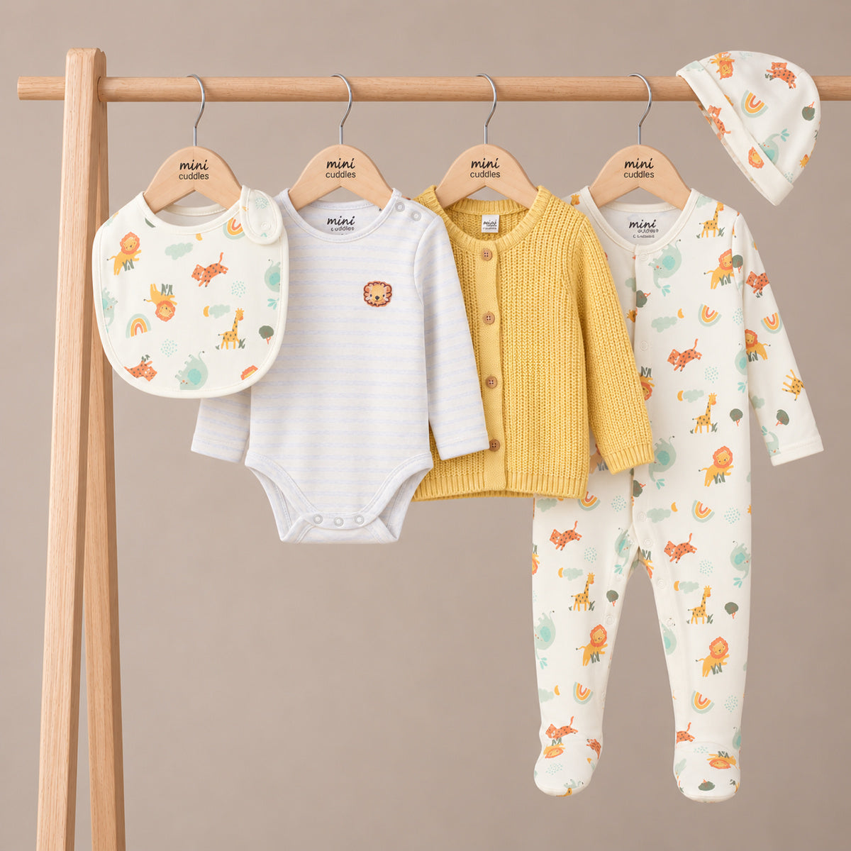 Baby Unisex Pack of 5  Gift Set with Cardigan, Multicolour