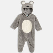 Unisex Cotton Full Sleeves Solid Sleepsuit - Grey & White