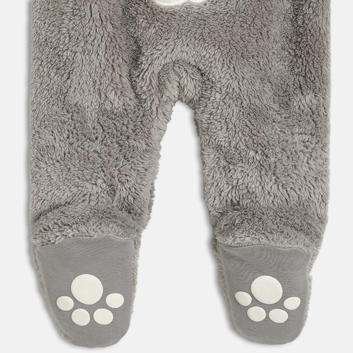 Unisex Cotton Full Sleeves Solid Sleepsuit - Grey & White