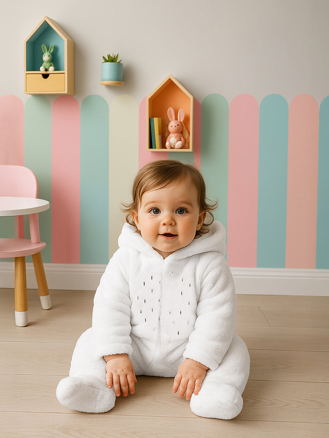 Unisex Cotton Full Sleeves Solid Sleepsuit - Black & White