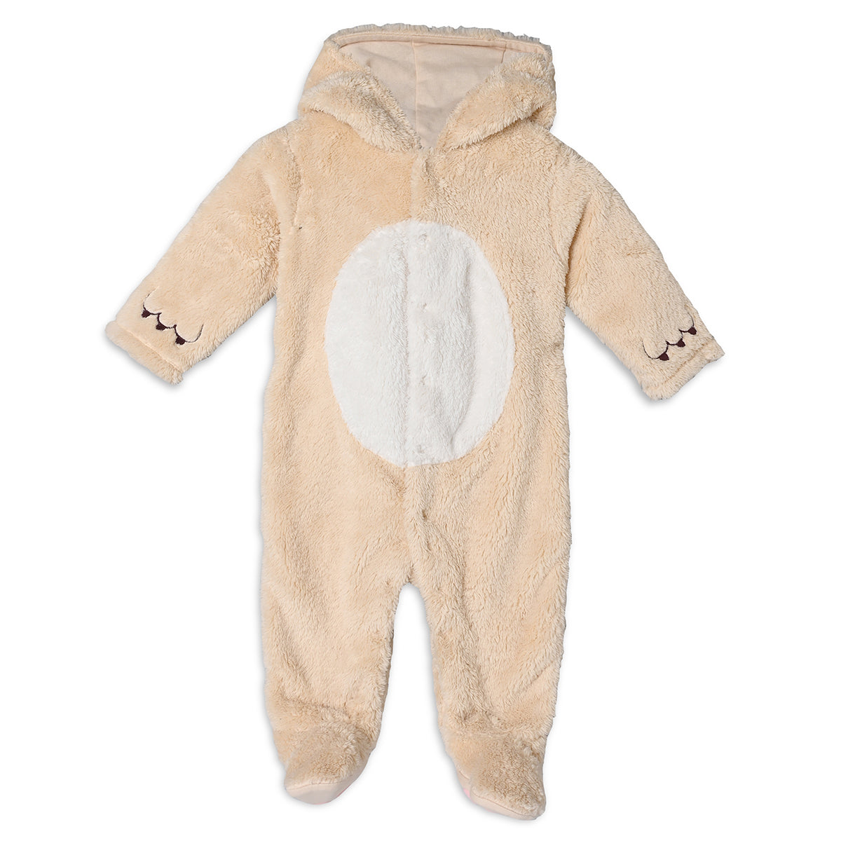 Unisex Cotton Full Sleeves Solid Sleepsuit - Peach