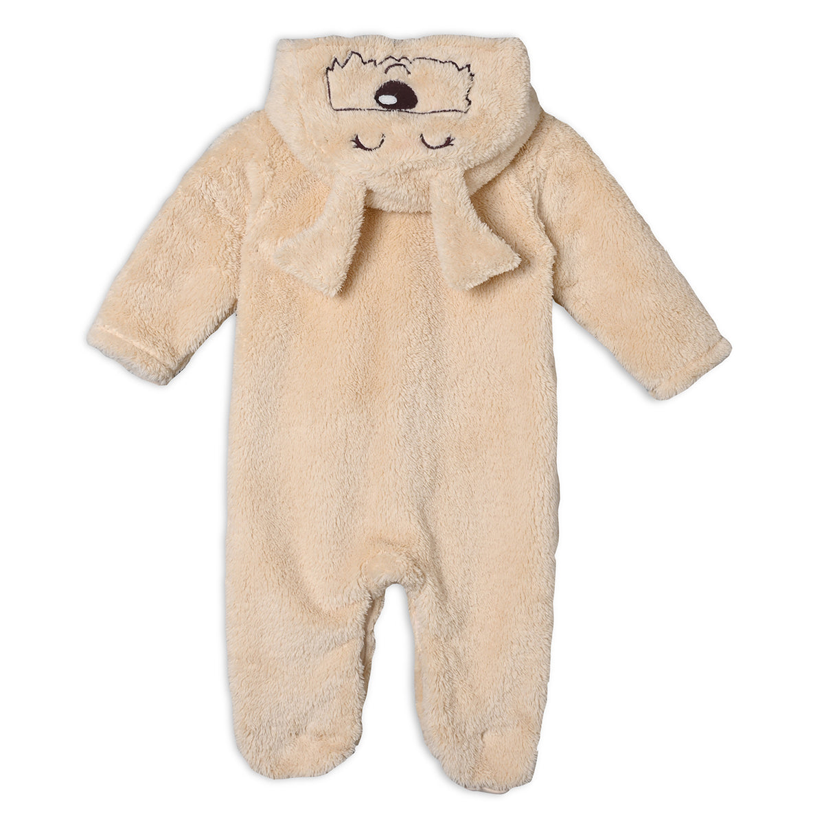Unisex Cotton Full Sleeves Solid Sleepsuit - Peach