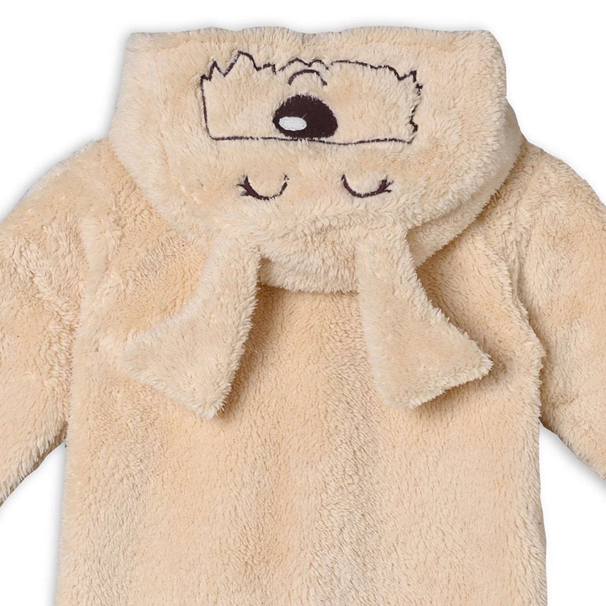 Unisex Cotton Full Sleeves Solid Sleepsuit - Peach
