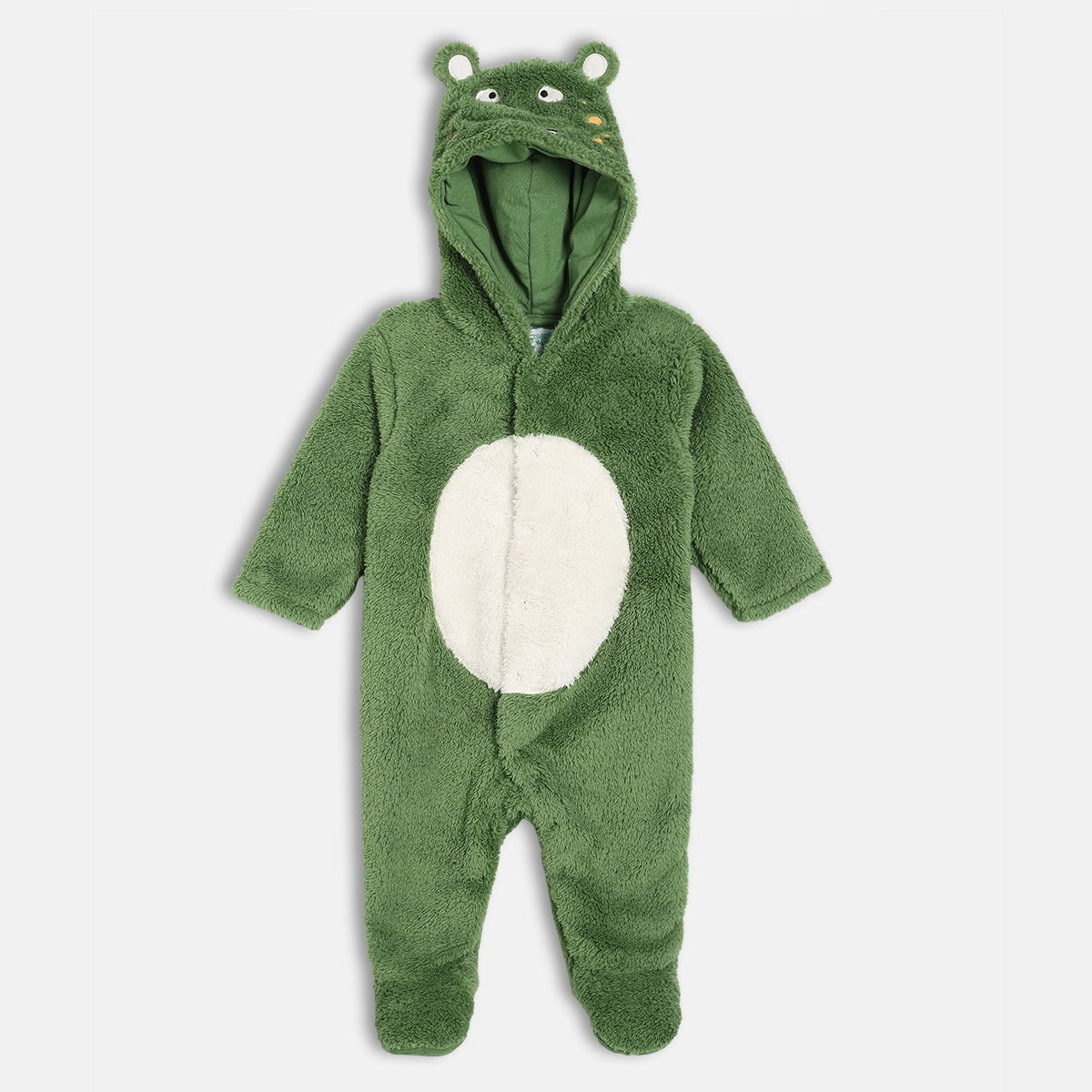 Unisex Cotton Full Sleeves Solid Sleepsuit - Green