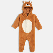 Unisex Cotton Full Sleeves Solid Sleepsuit - Brown