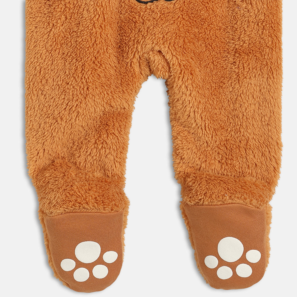 Unisex Cotton Full Sleeves Solid Sleepsuit - Brown