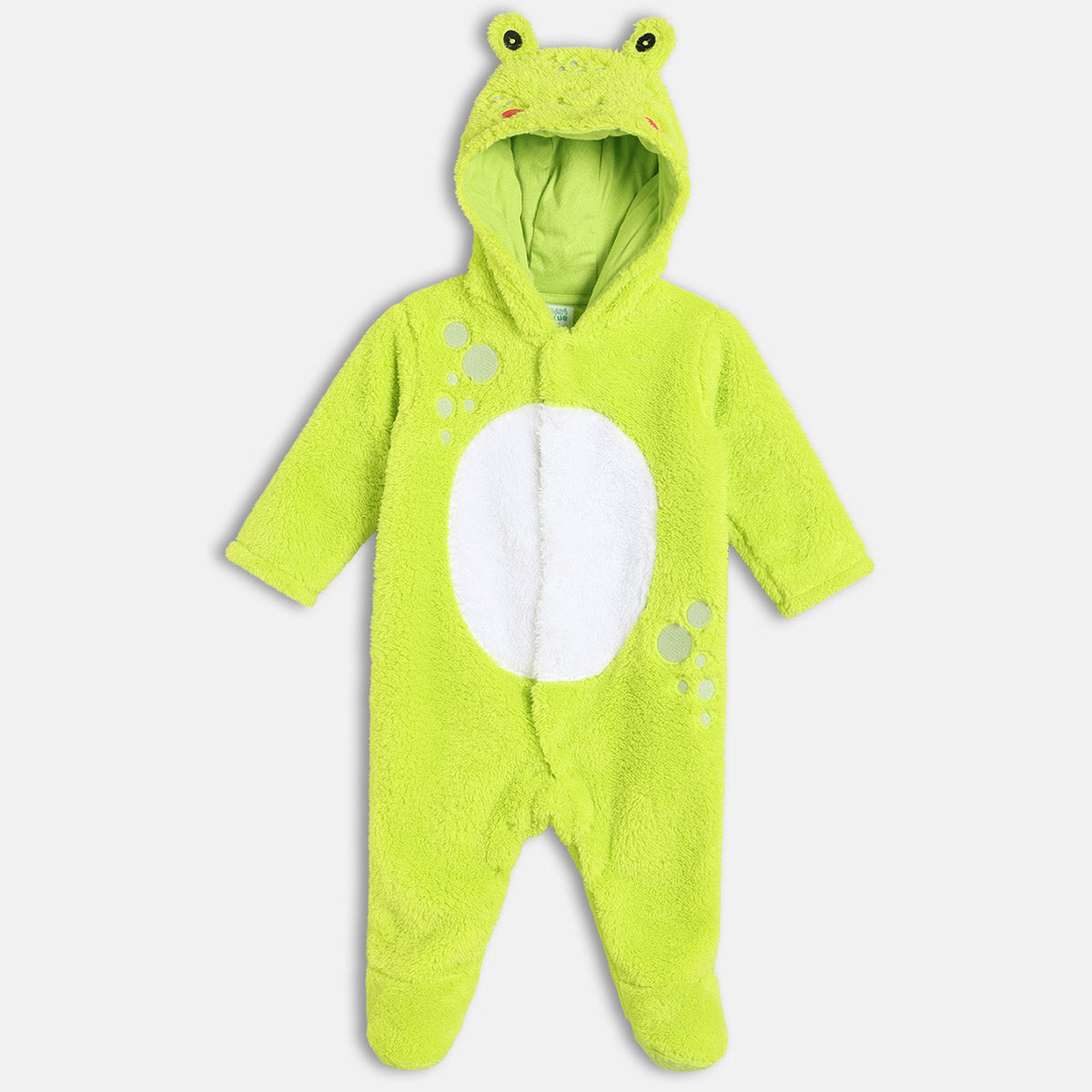 Unisex Cotton Full Sleeves Solid Sleepsuit - Lime Green