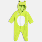 Unisex Cotton Full Sleeves Solid Sleepsuit - Lime Green