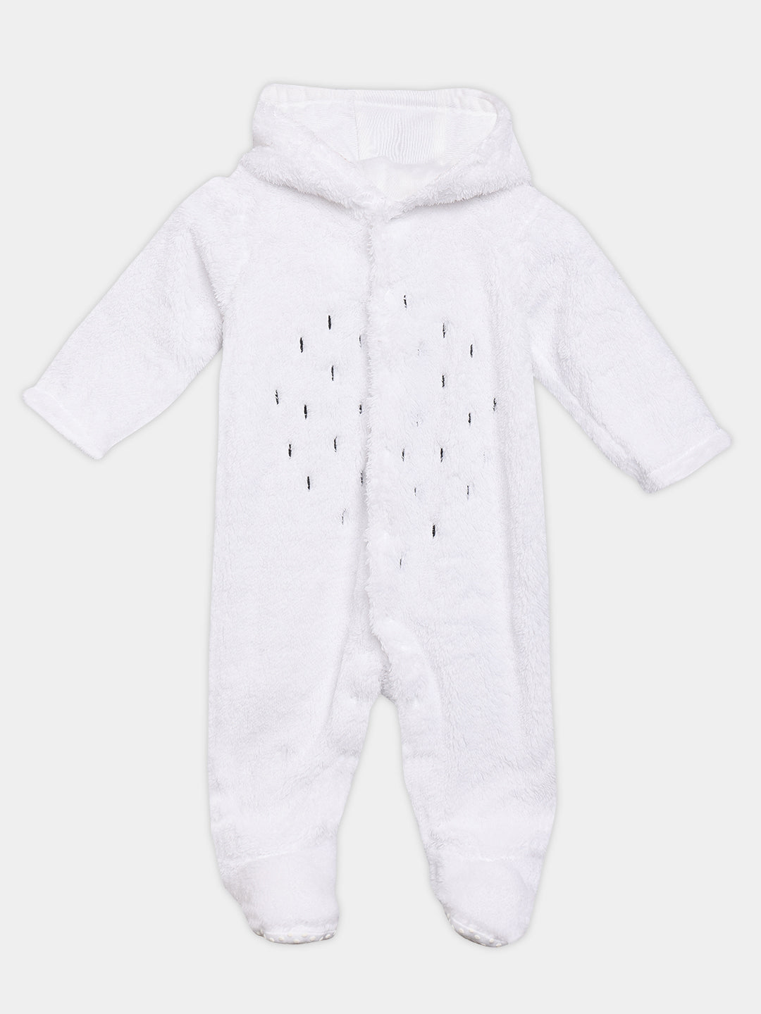 Unisex Cotton Full Sleeves Solid Sleepsuit - Black & White