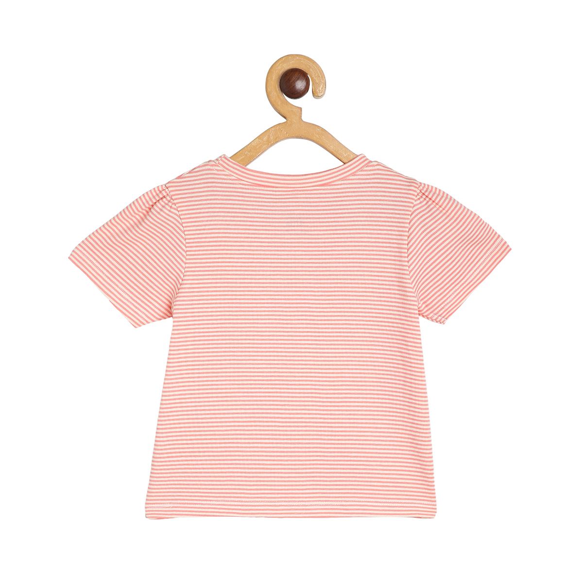 Baby Girls Striped Knit Top, Peach