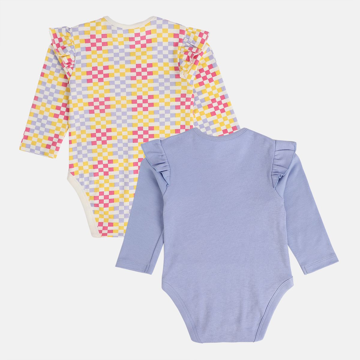 Girls Lavender/Marshmallow Round Neck Full Sleeves Body Suit