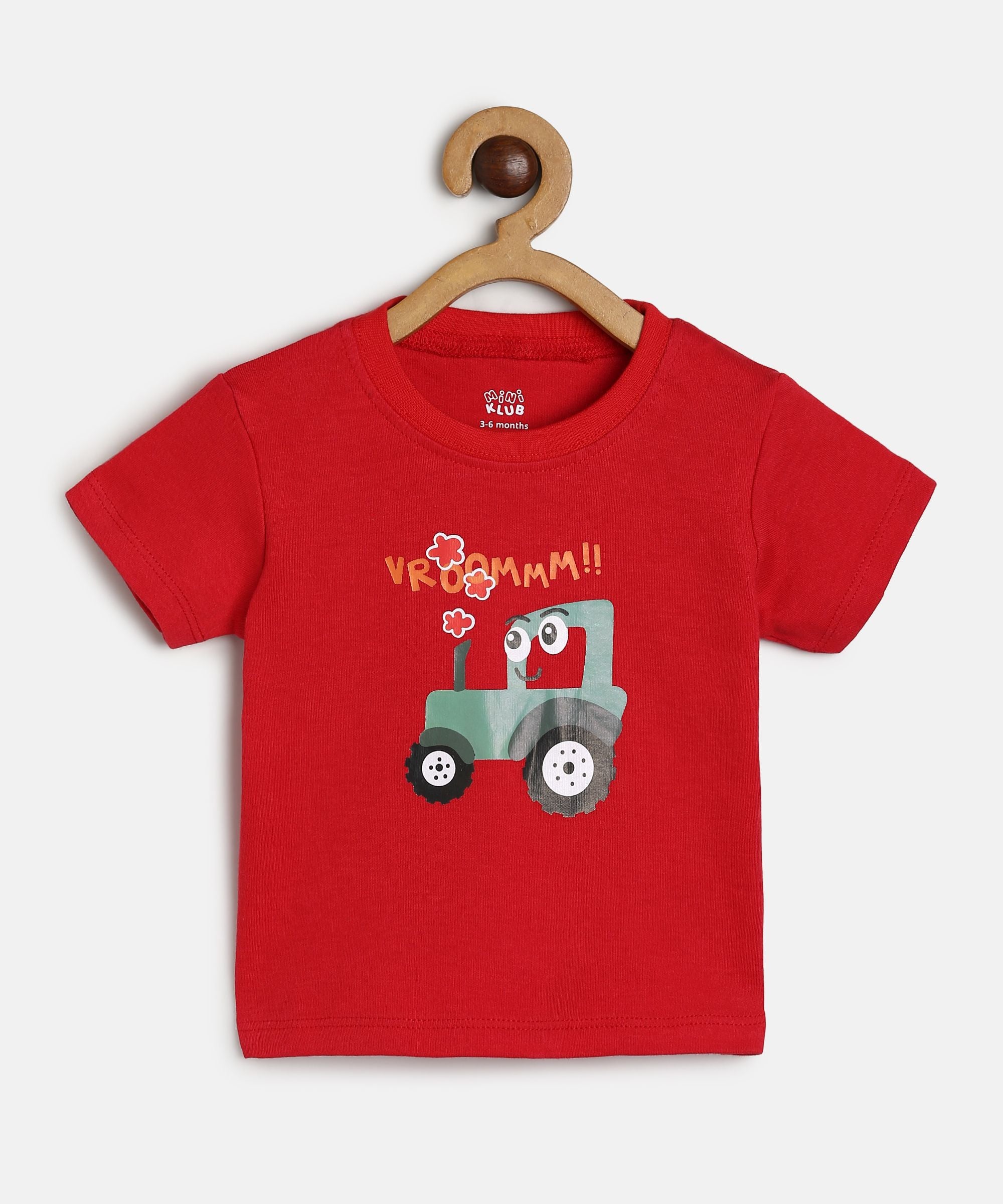 Baby Boys Red, Green and Blue Cotton Printed T-Shirts Pack of 3 Regular Fit Casual Wear
