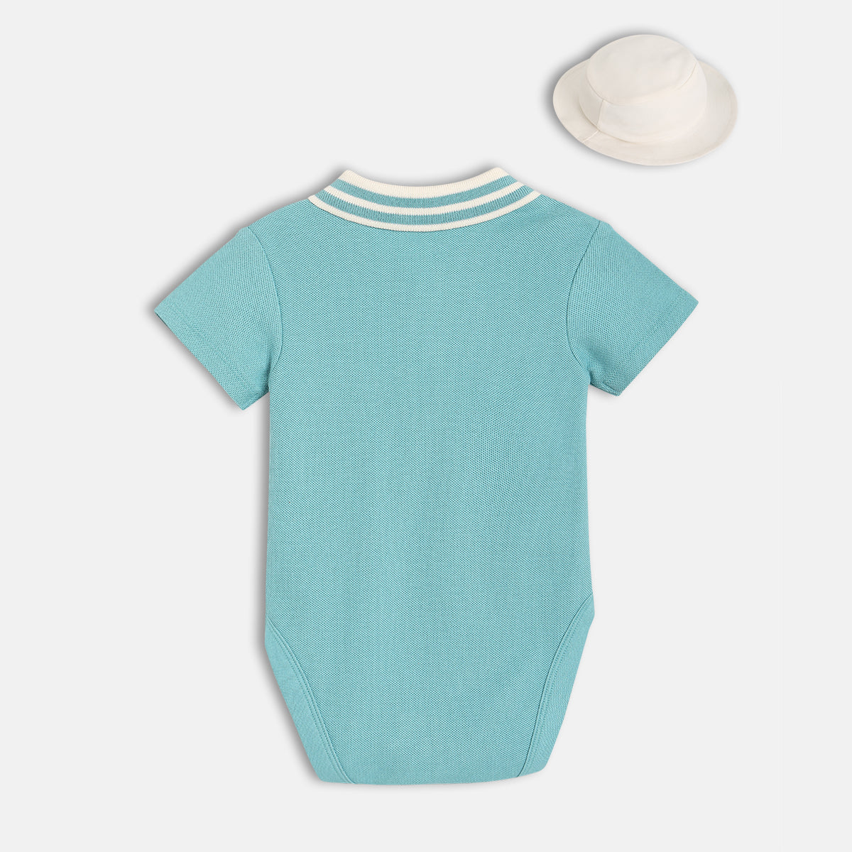 Baby Boys Boat Print Bodysuit With Hat, Blue And White