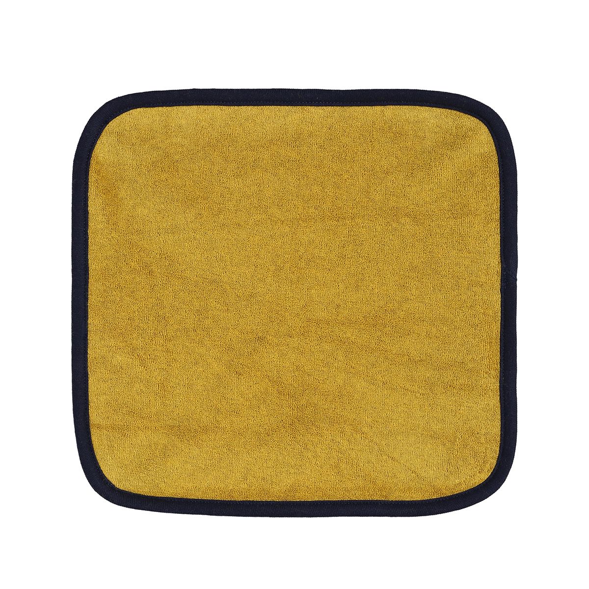 Baby Unisex Mustard and Grey Cotton Washcloths Pack of 4 Solid and Sailboat Printed Bath Essentials