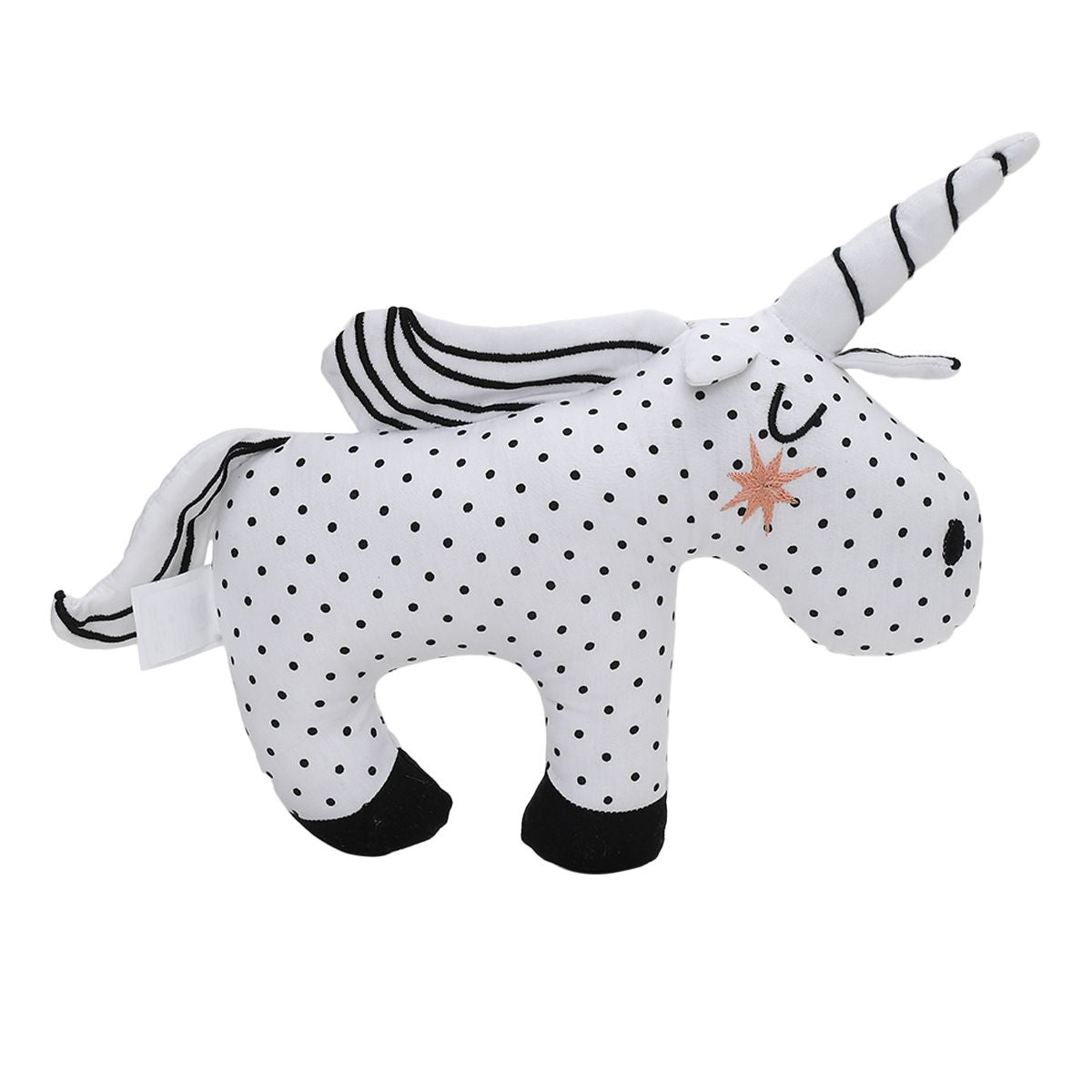 Baby Unisex Polka Dot Unicorn Soft Toy , White and Black