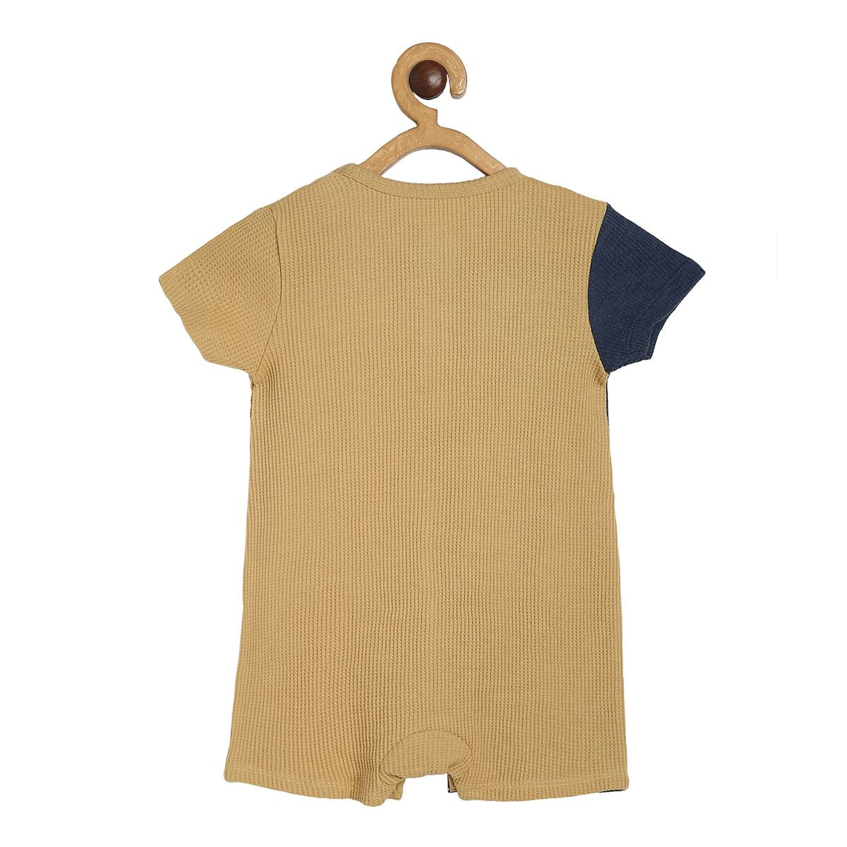Boys Yellow/Navy Front Open Half Sleeve Romper
