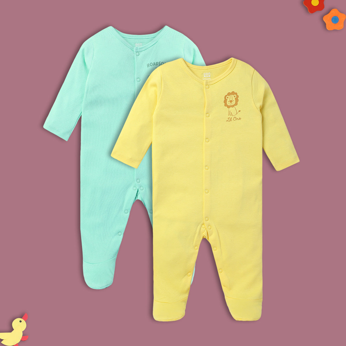 Boys Multicolor Pack Of 2 Sleep Suit