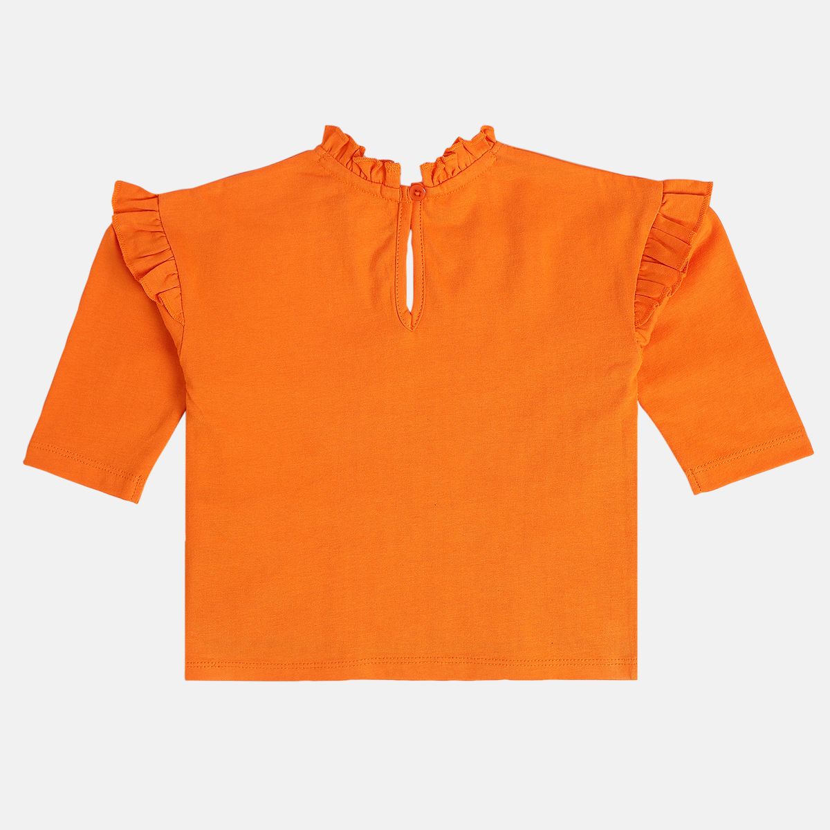 Girls Cotton Full Sleeves Floral Printed Top - Orange