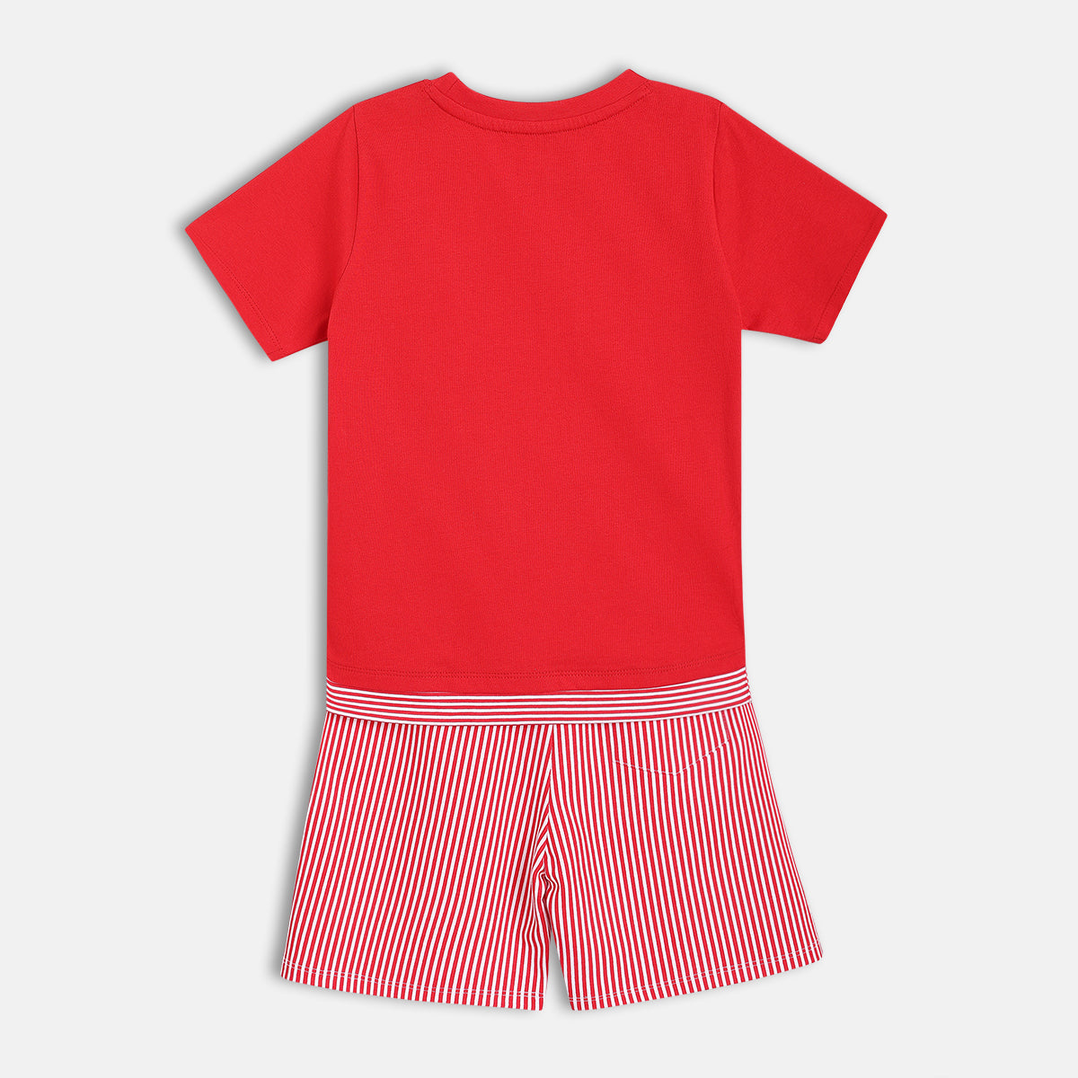 Baby Boys Solid T-Shirt and Striped Shorts Set, Red
