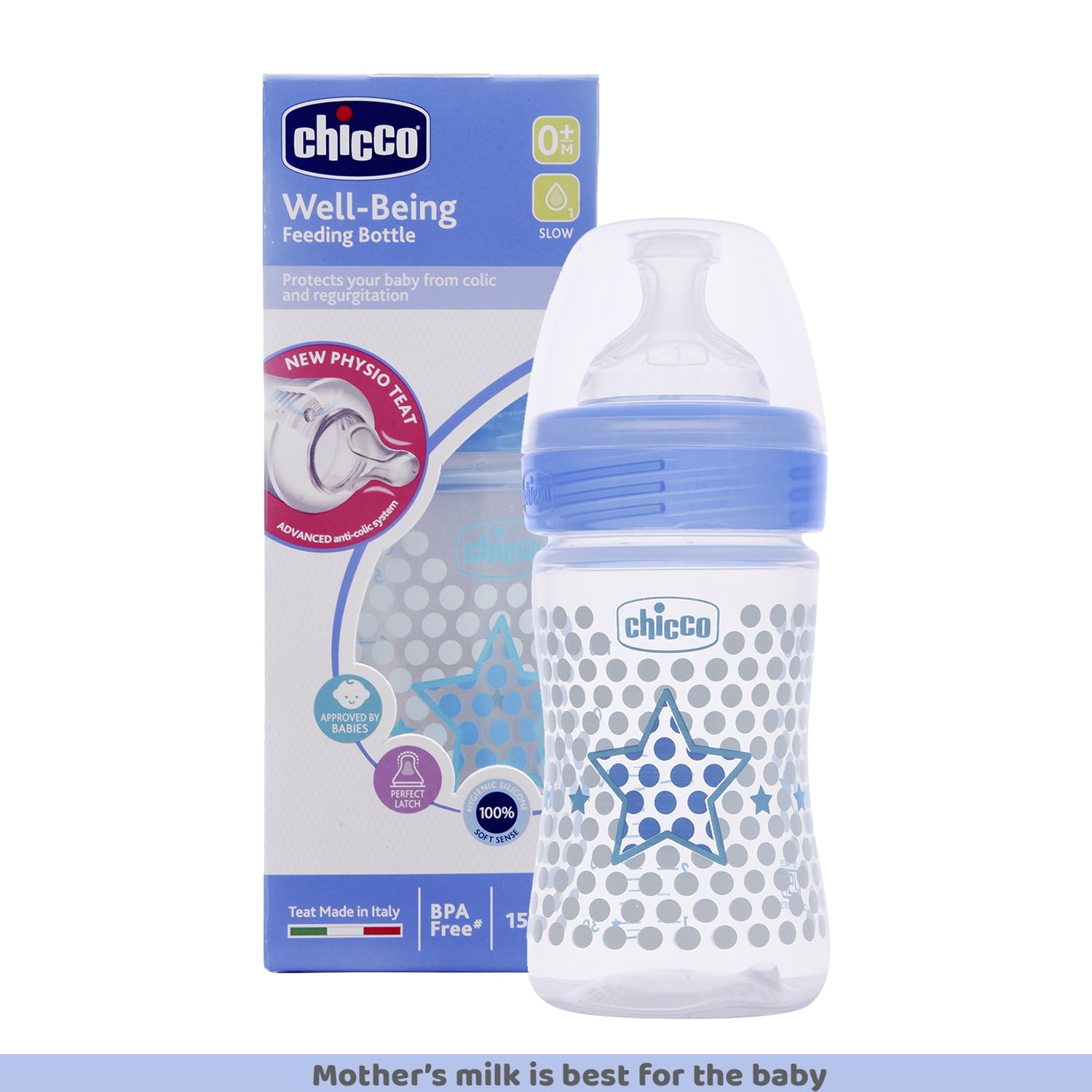WellBeing Bi-Pack Feeding Bottle (150ml Slow) (Blue)