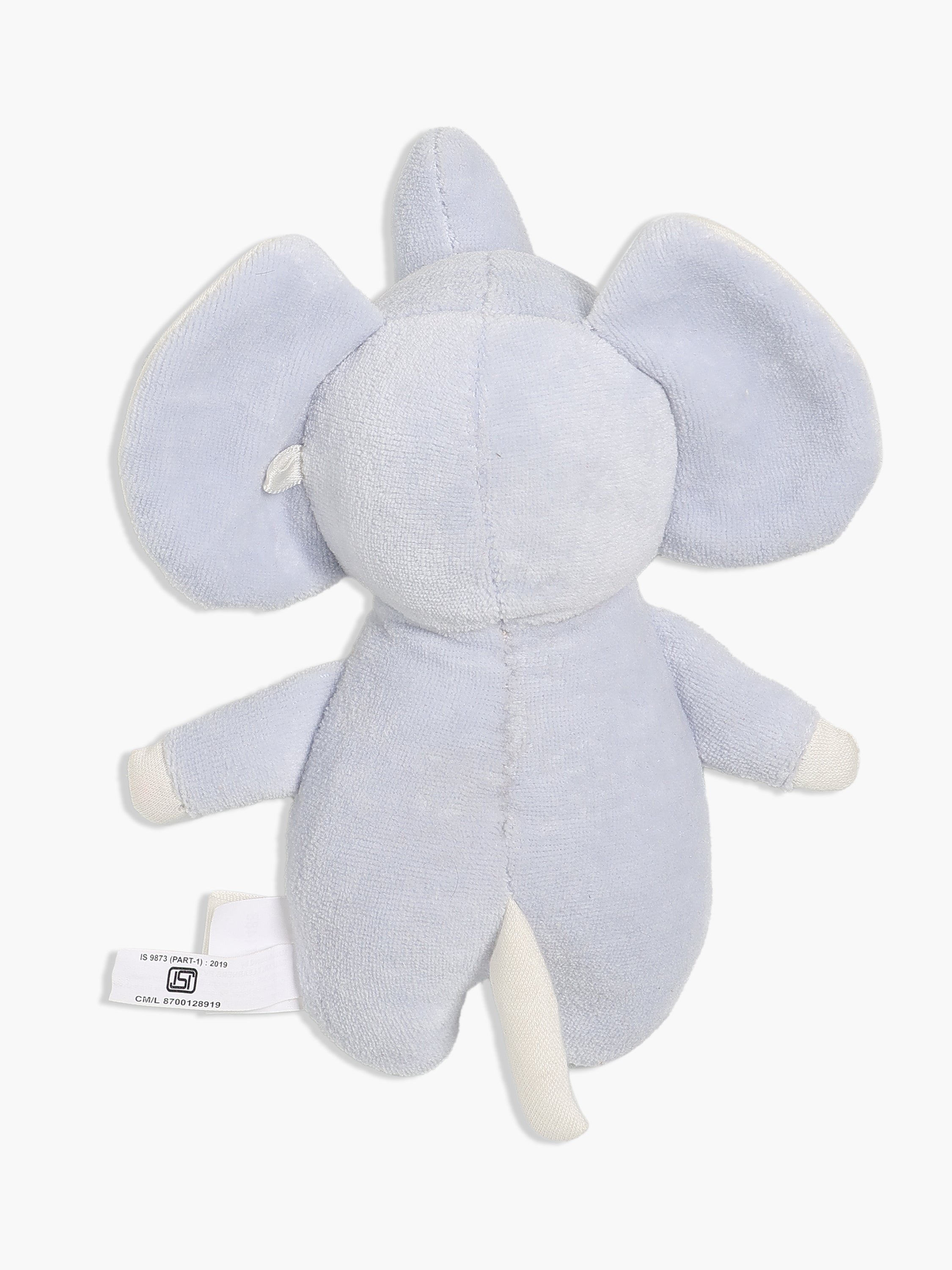 Baby Soft Elephant Plush Toy, Light Blue and White