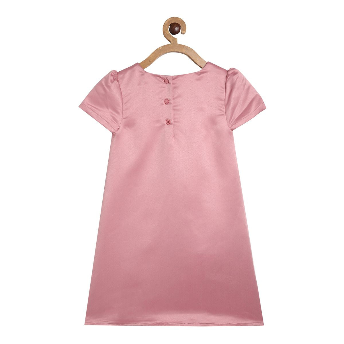 Girls Party Wear Dress with Floral Rosette Detail, Pink