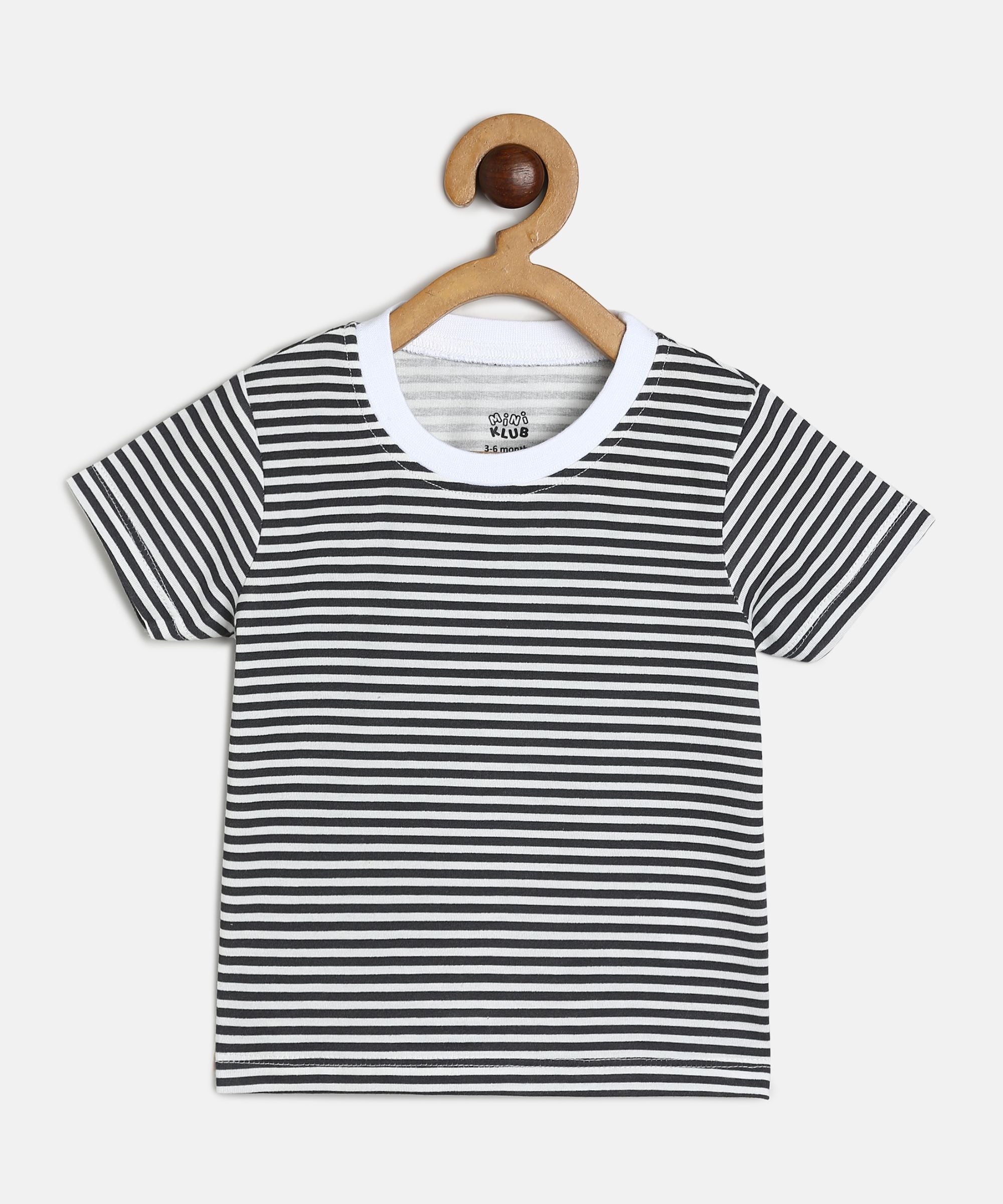 Baby Boys Beige, White and Black Cotton Printed T-Shirts Pack of 3 Regular Fit Casual Wear