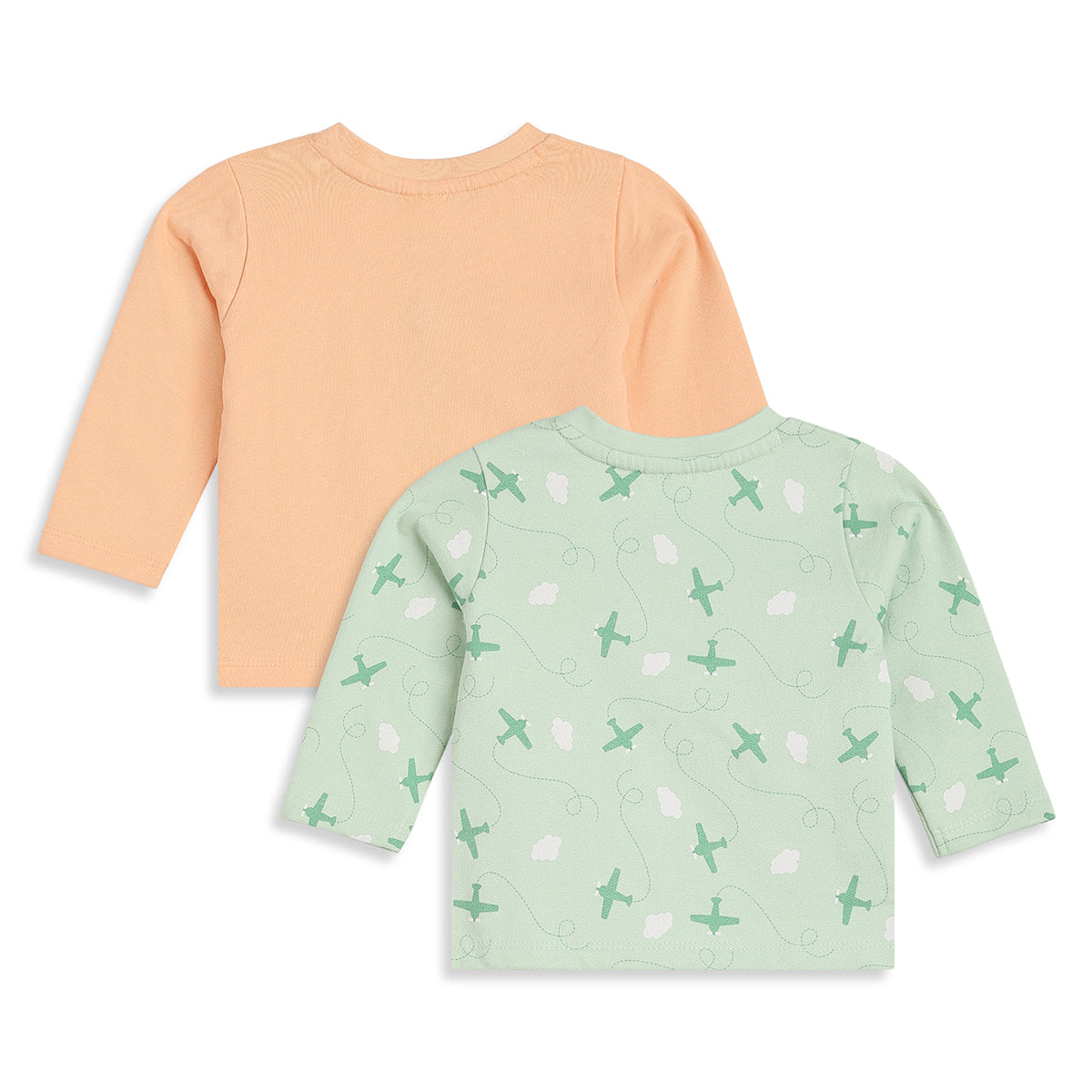 Baby Boys Mint and Peach Knit Tops Pack of 2 Regular Fit Casual Wear