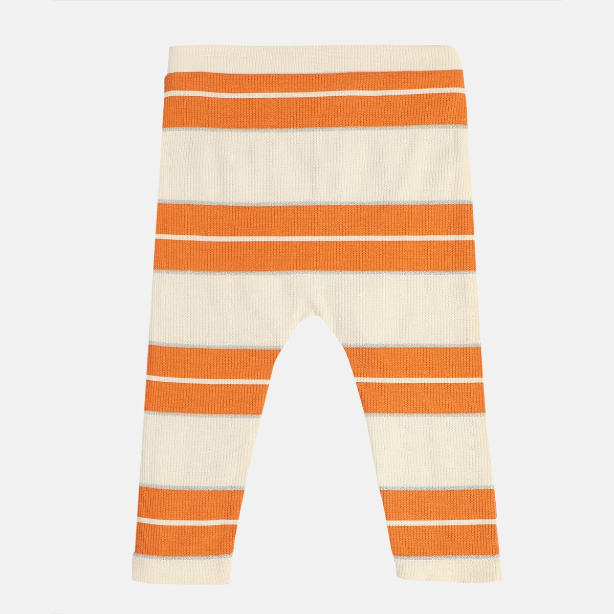 Girls Cotton Striped Leggings - Orange