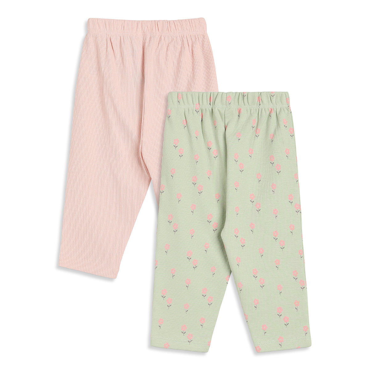Baby Girls Green & Pink Knit Bottoms Pack of 2 Regular Fit Casual Wear