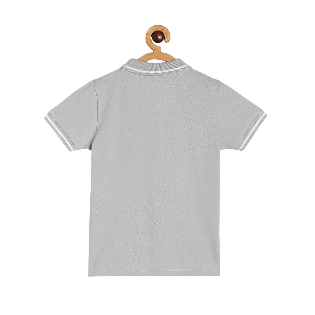Boys Grey Collar Short Sleeve Polo