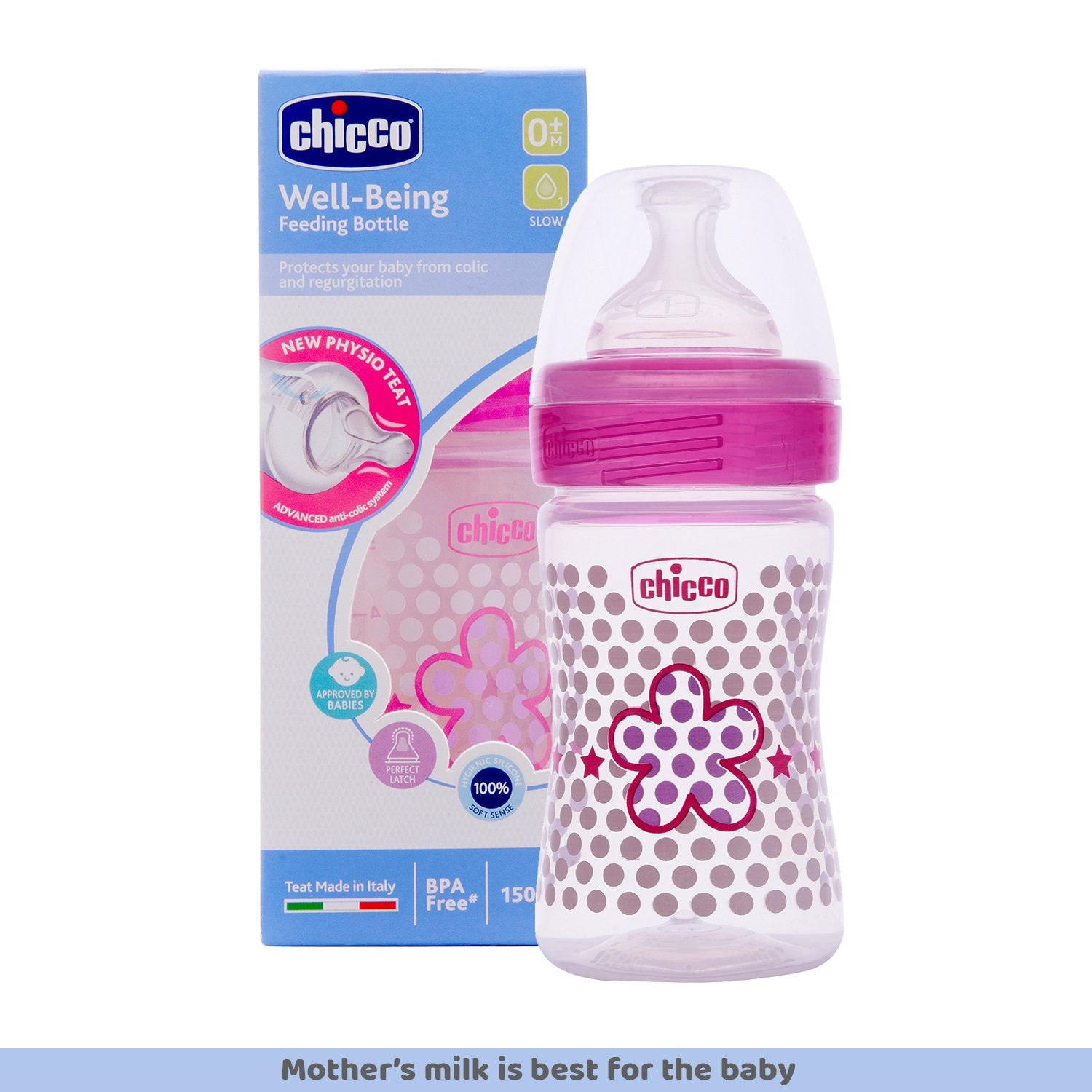 WellBeing Feeding Bottle (150ml Slow) (Pink)