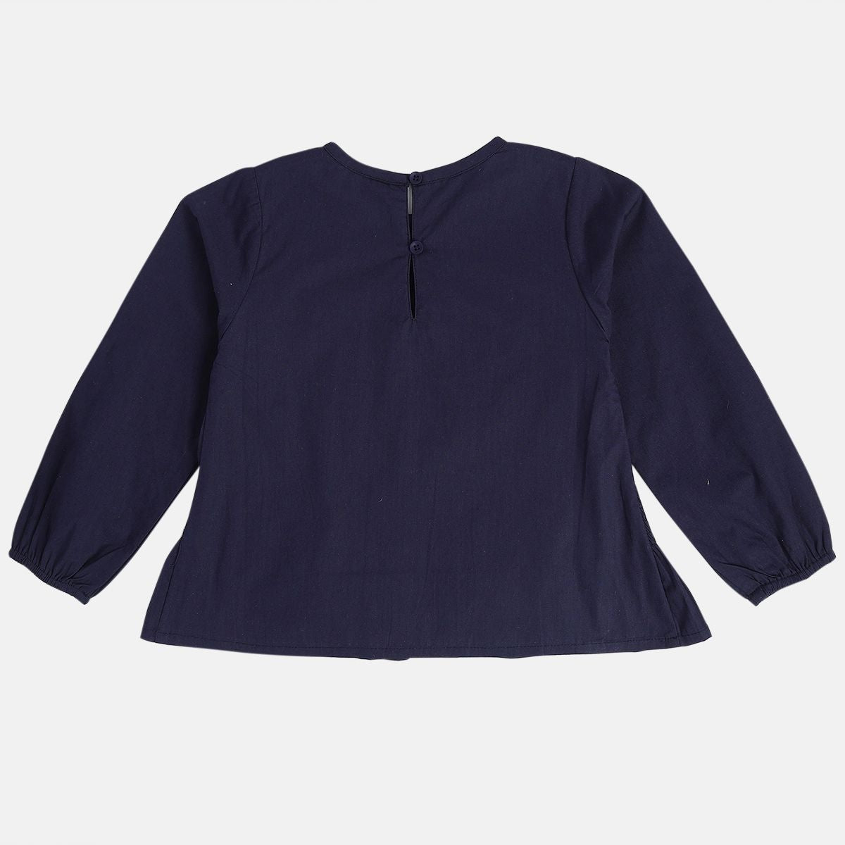 Girls Cotton Full Sleeves Solid Top - Dark Blue