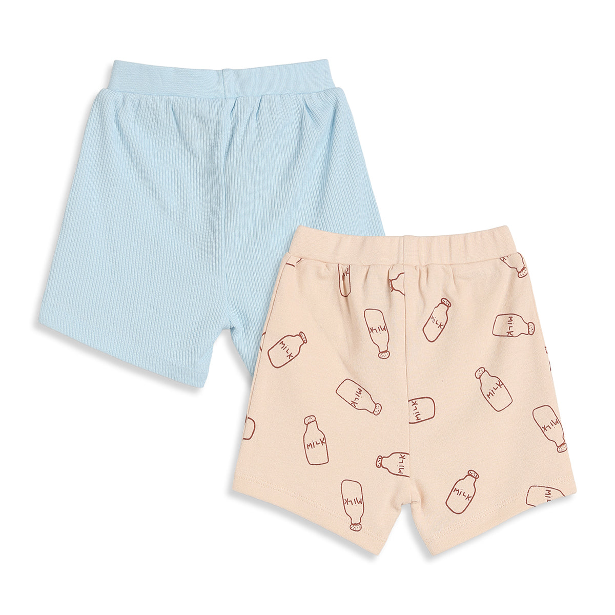 Baby Boys Blue and Cream Knit Shorts Pack of 2 Regular Fit Casual Wear