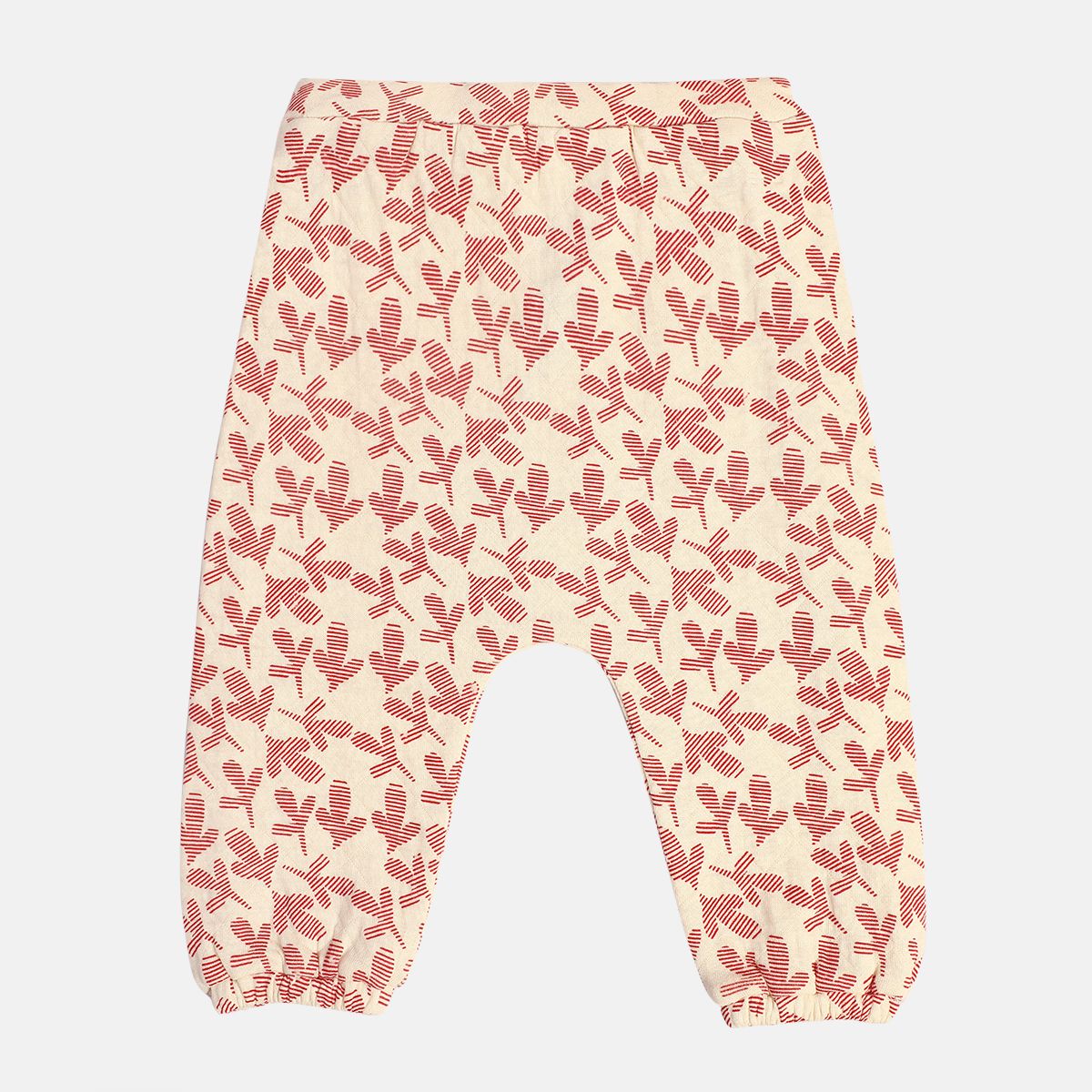 Girls Cotton Floral Printed Knit Bottom - Pink