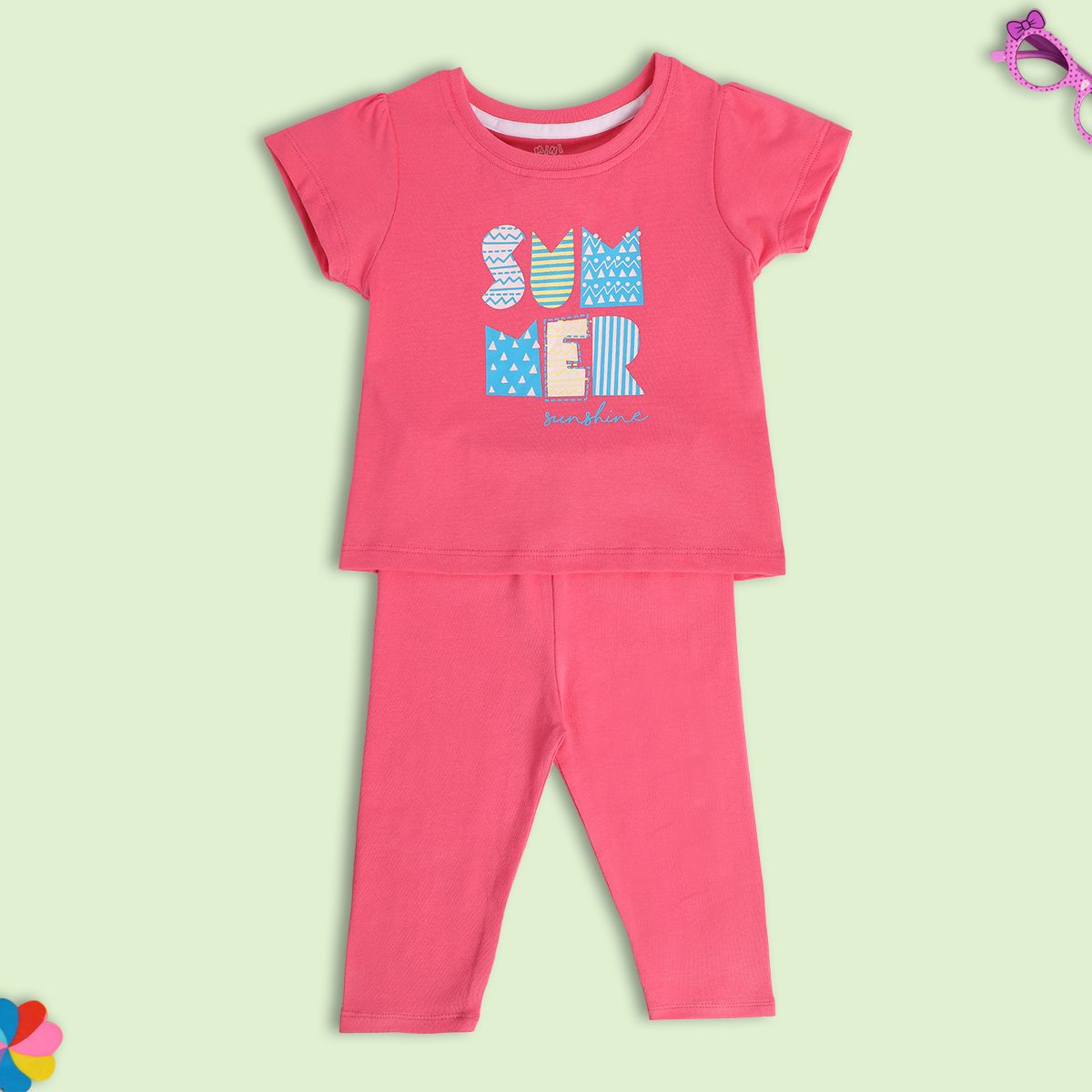 Girls Pink Pack Of 2 Top And Bottom
