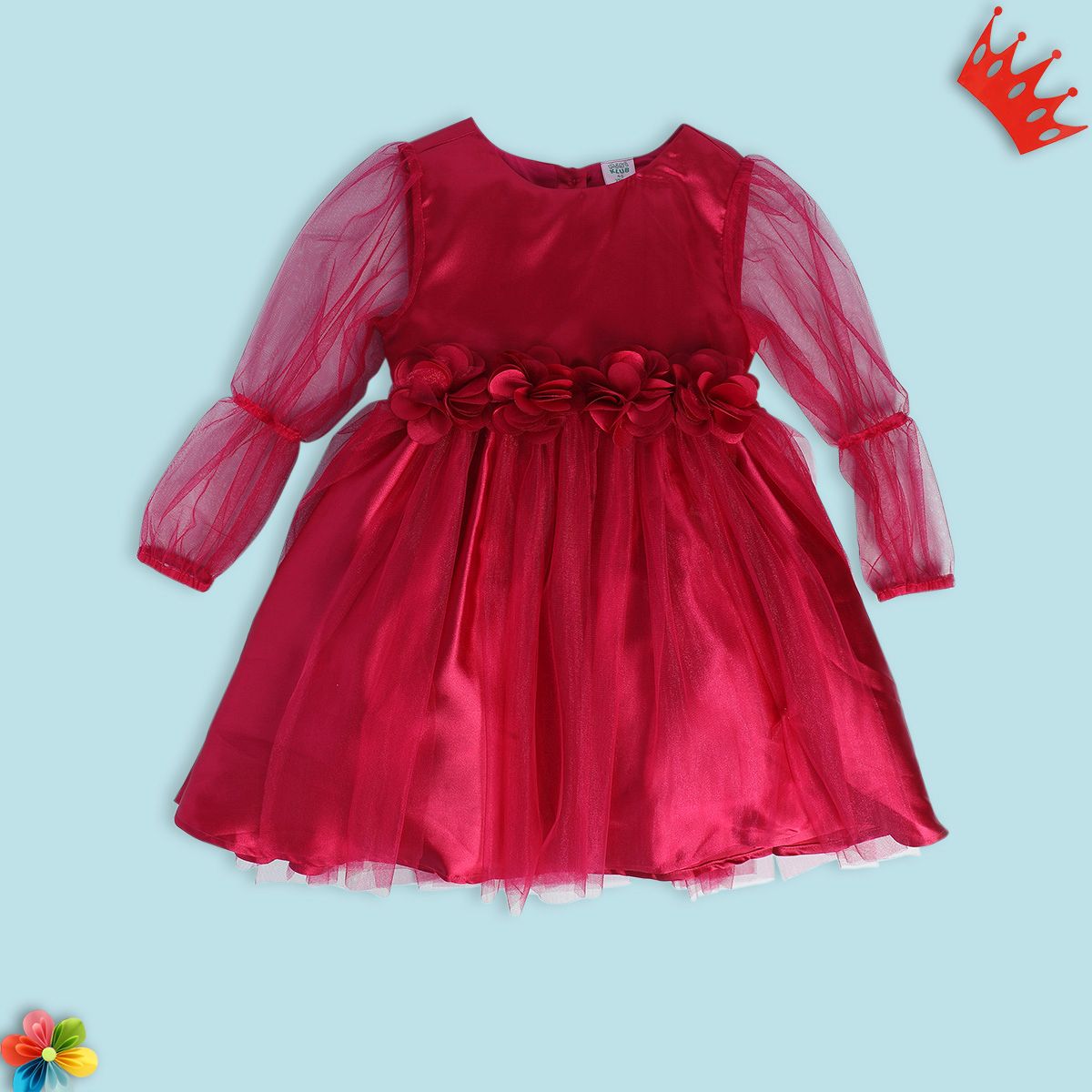 Girls Maroon Pack Of 1 Dress