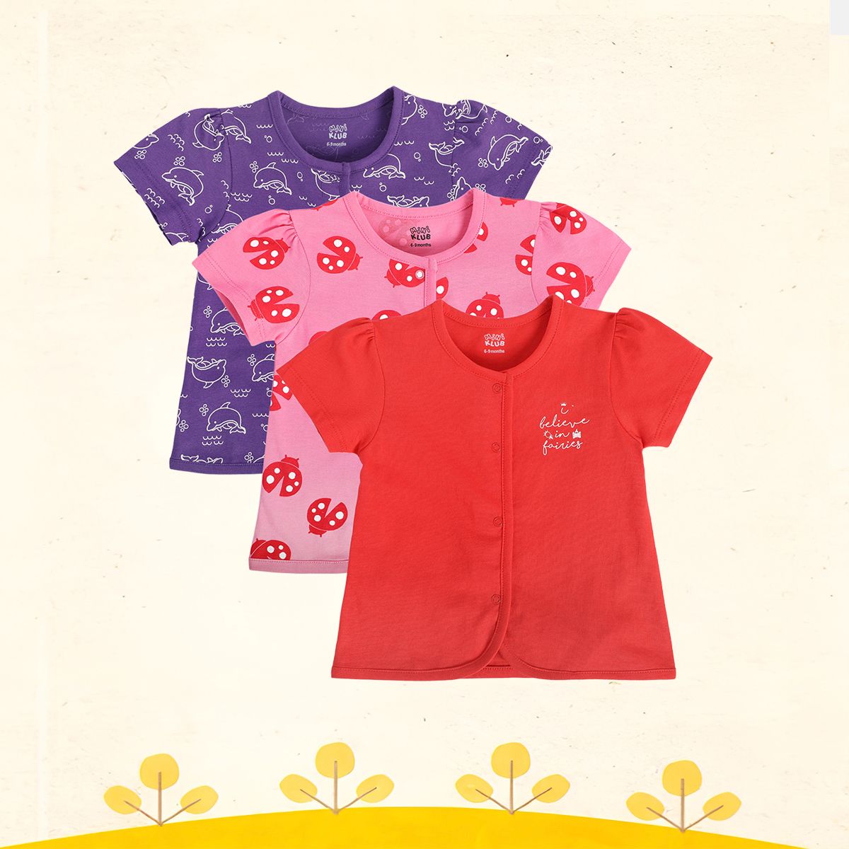 Girls Multicolor Pack Of 3 Front Open Vest