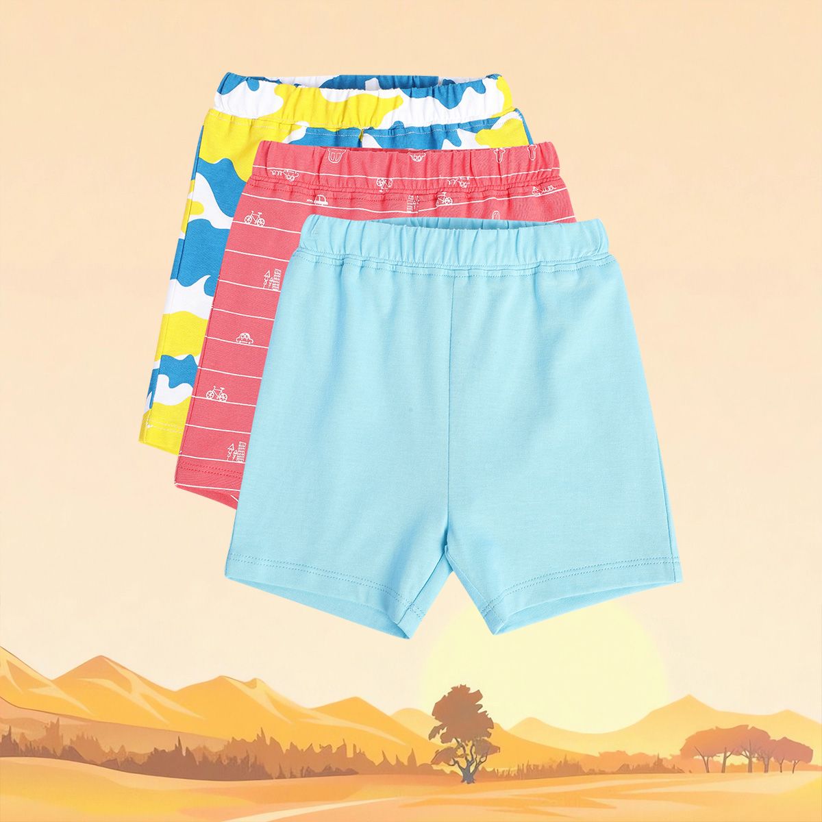 Boys Multicolor Pack Of 3 Shorts