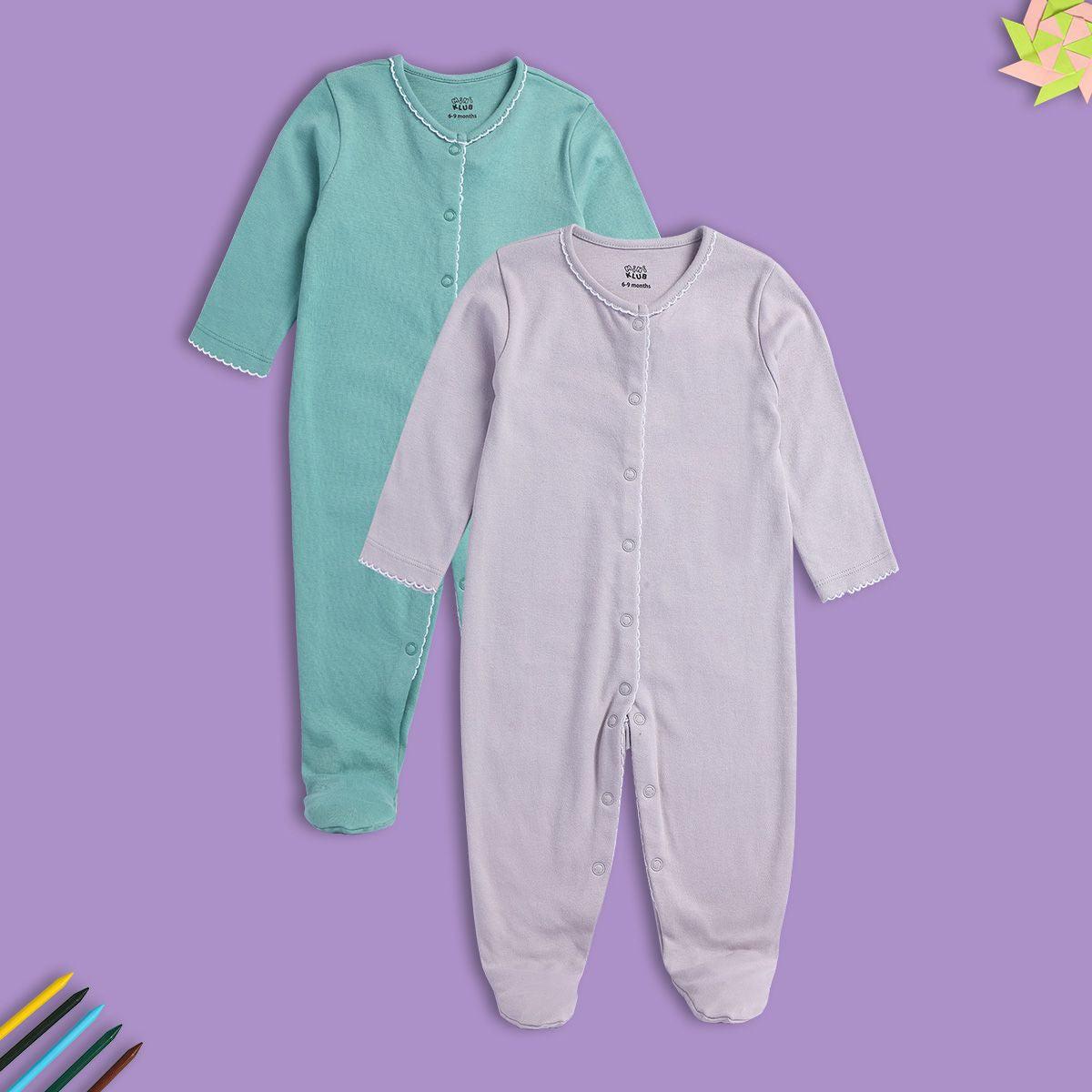 Girls Multicolor Pack Of 2 Sleep Suit