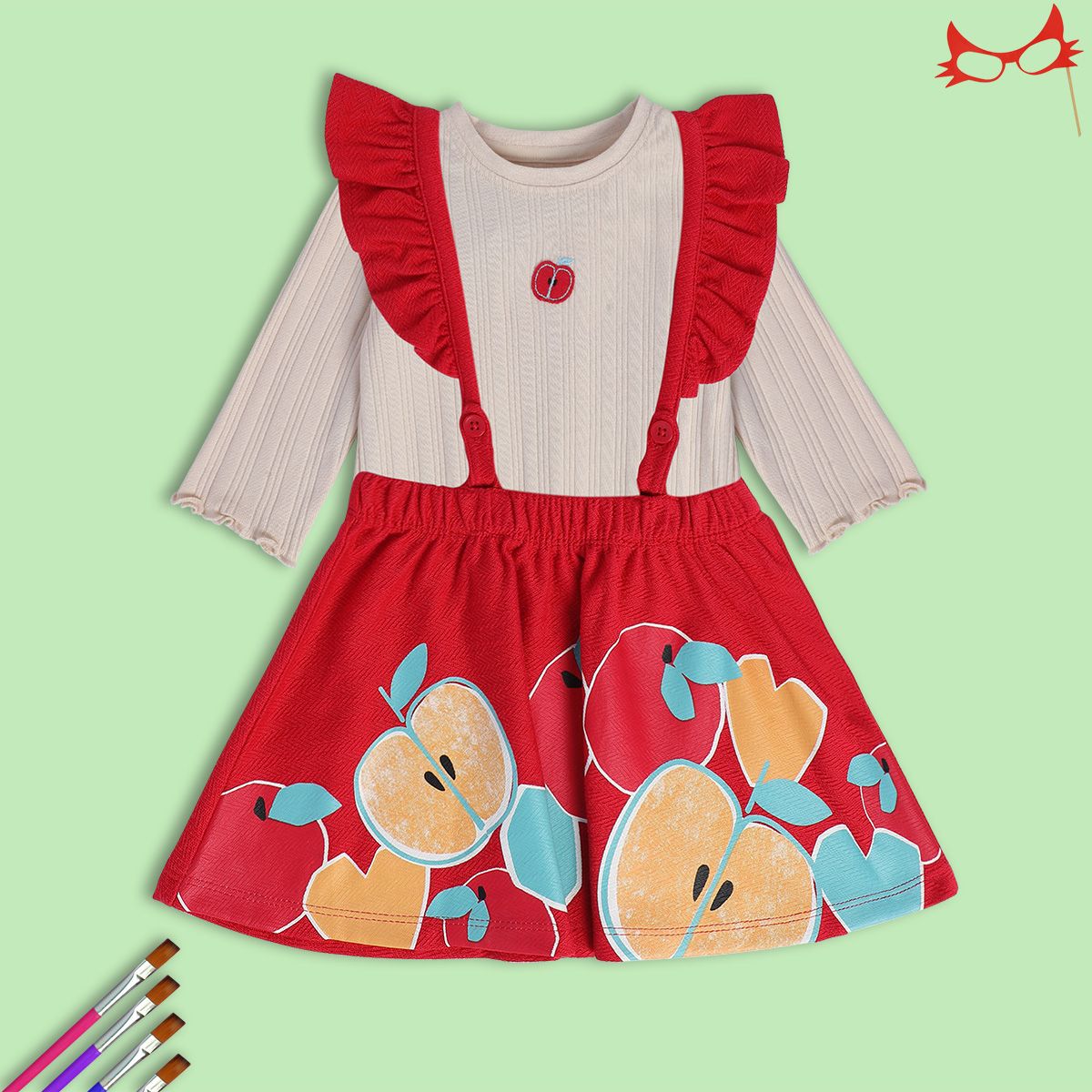 Girls Multicolor Pack Of 2 Pinny Set