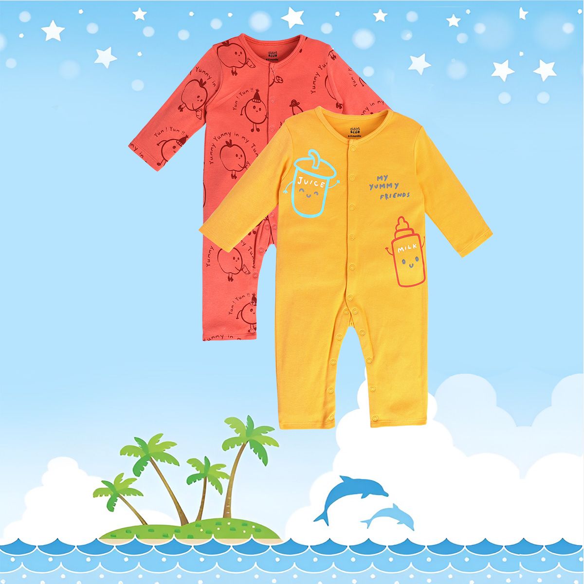 Boys Multicolor Pack Of 2 Romper