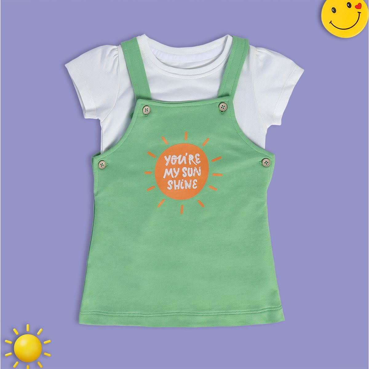 Girls Multicolor Pack Of 2 Pinny Set