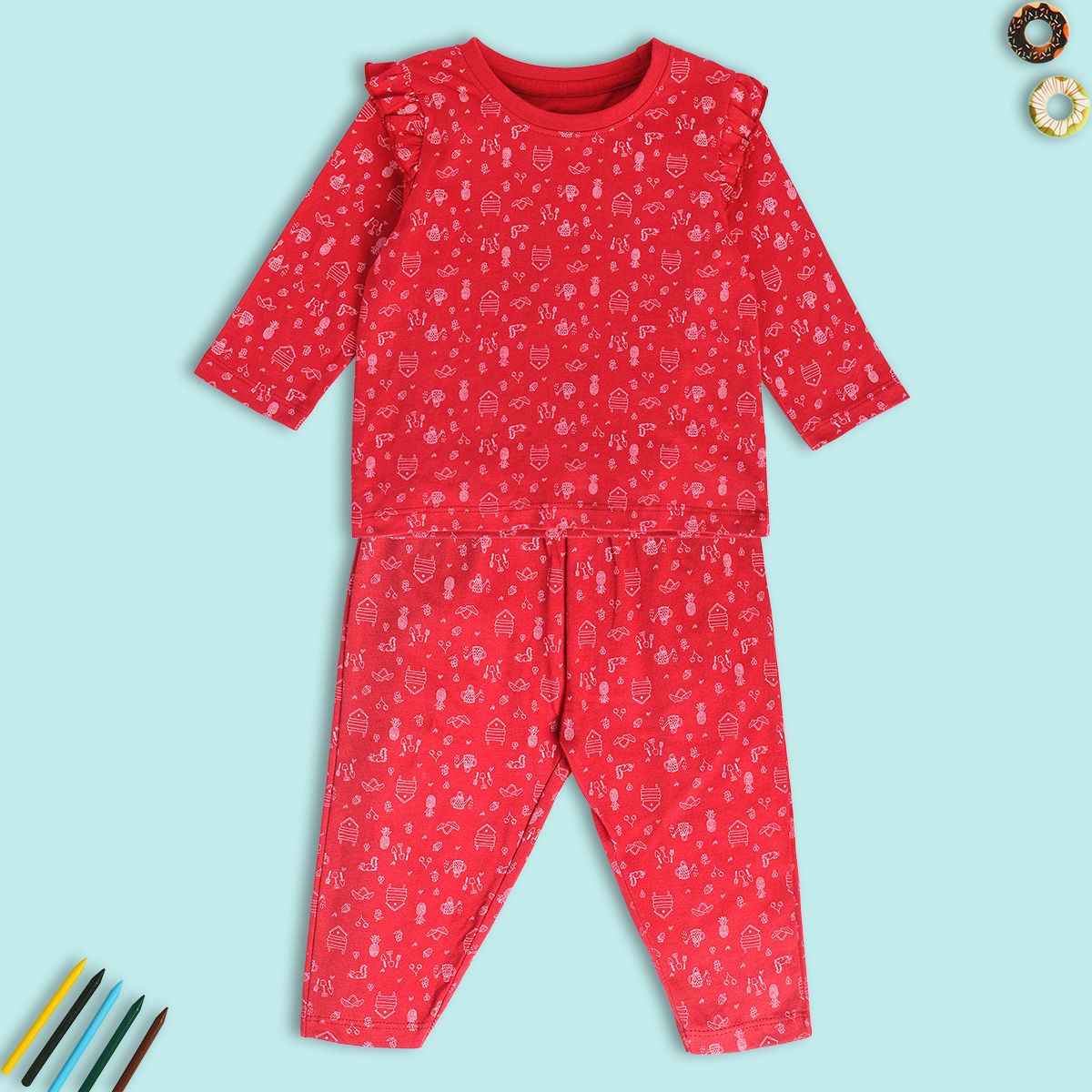 Girls Red Pack Of 2 Top And Bottom