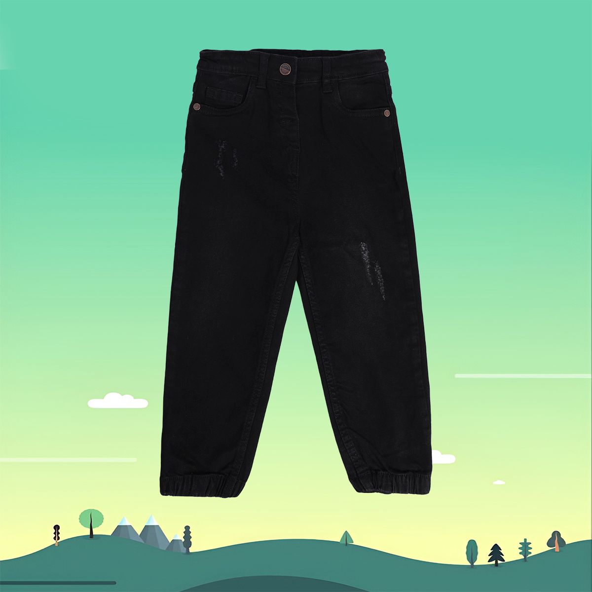Girls Black Pack Of 1 Denim Pant