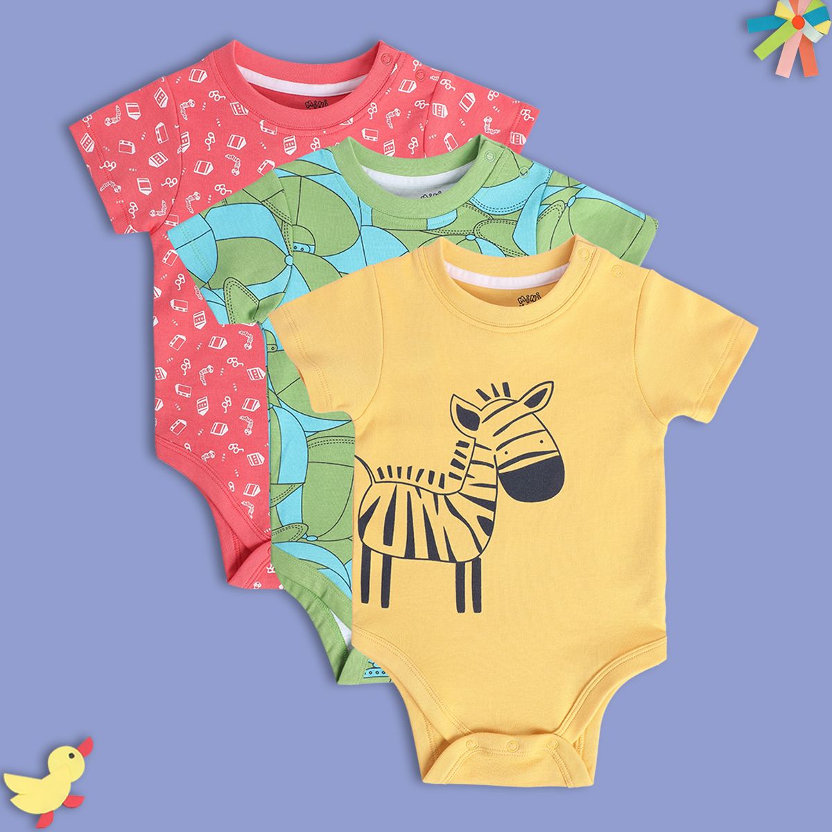 Boys Multicolor Pack Of 3 Body Suit