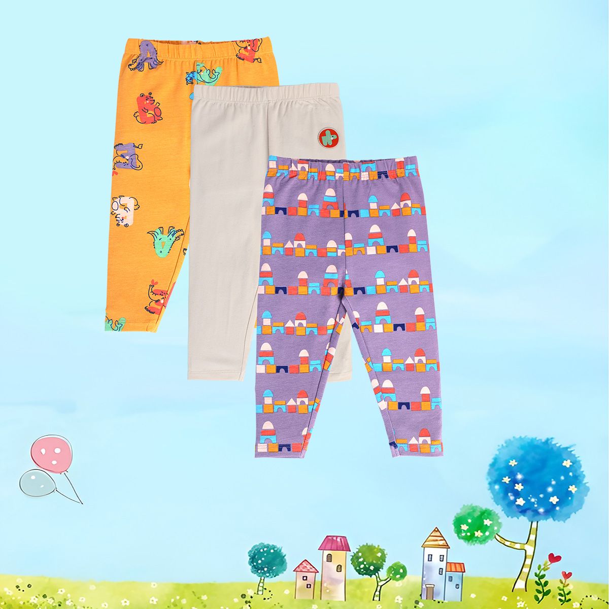 Girls Multicolor Pack Of 3 Legging